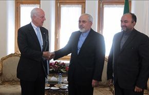 ظريف ودي مستورا يؤكدان على الحل السياسي للازمة السورية
