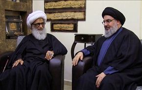 السید نصر الله یزور آیة الله بشیر النجفي مطمئناً علی صحته