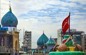 مساهمات الزائرين :احدى المواكب واستقبال ضريح الامام الحسين عليه السلام