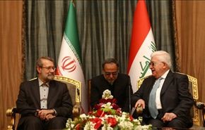 معصوم مستقبلاً لاريجاني: إيران من اوائل داعمي العراق ضد الأرهاب