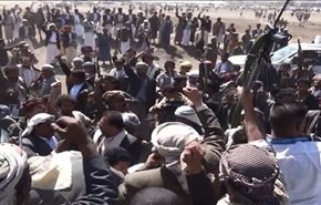 قبائل بني الحارث تعلن النفير العام لمواجهة العدوان+فيديو وصور