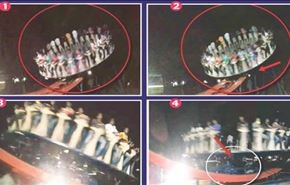 شاهد لحظة سقوط مروع لـ20 شخصا من لعبة بالملاهي