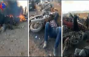 فيديو وصور: شاهد تناثر الجثث بعد تفجير داعشي لمفخخة بريف حلب
