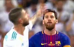 شاهد...رد فعل ميسي على استفزاز راموس له