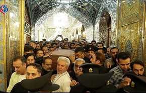 بالصور.. تشييع جثمان الشهيد حججي في مرقد الإمام علي بن موسى الرضا (ع)