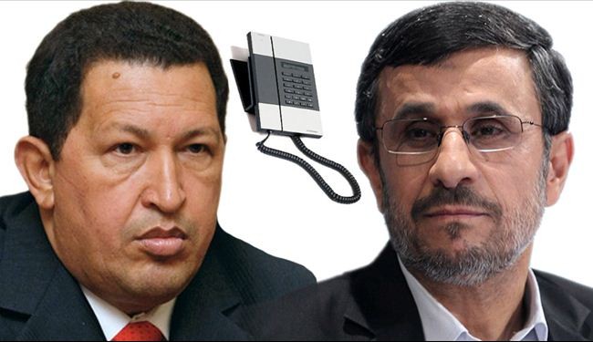 احمدي نجاد یطمئن على صحة تشافيز