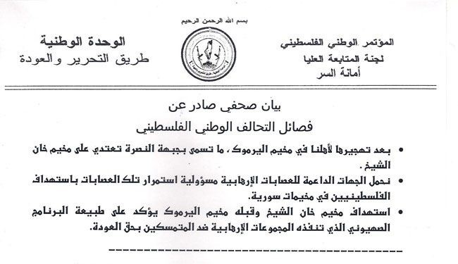 جبهة النصرة تعتدي على مخيم فلسطيني بسوريا