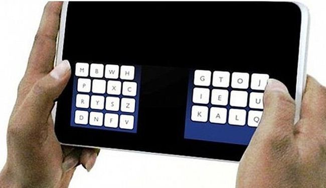 لوحة مفاتيح من نوع QWERTY تعمل بالإبهامين فقط