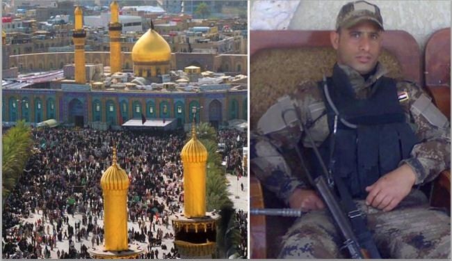 شرطي عراقي يحتضن ارهابي هاجم زوار الامام الحسين (ع)
