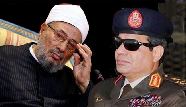 القرضاوي: السيسي لا يصلح للرئاسة والاستفتاء القادم عبث