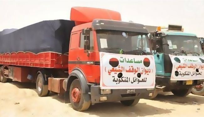 الوقف الشيعي يرسل مساعدات عينية ومواد غذائية إلى الأنبار