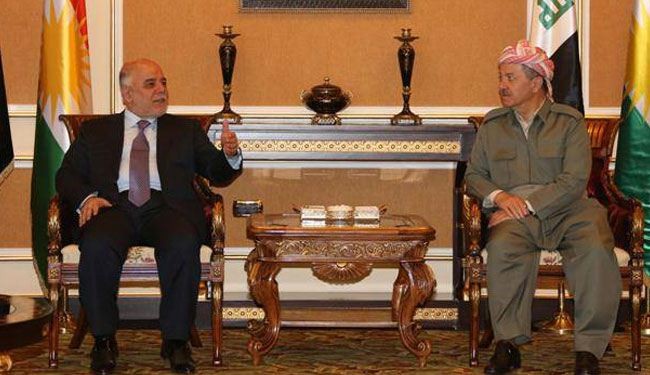 العبادي يتفق مع بارزاني على تنسيق الجهود لتحرير نينوى