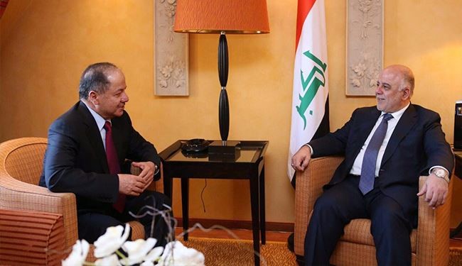 العبادي يؤكد لبرزاني ضرورة بذل الجهود لطرد 