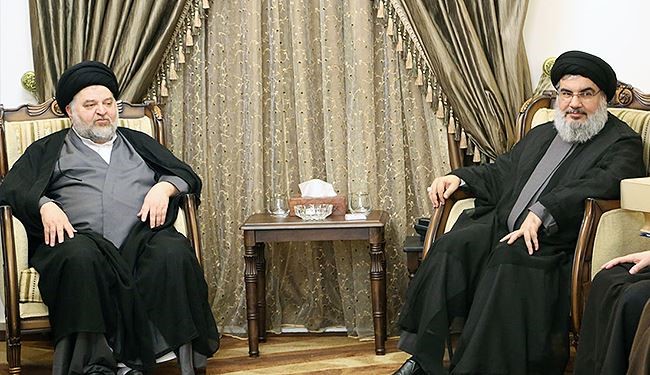 السيد نصر الله يستقبل الوكيل الشرعي للسيد السيستاني +صورتان
