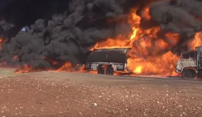 تدمير رتل شاحنات نفط كبير لـ