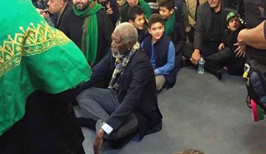 مورگان فریمن در مراسم محرم در لندن +تصاویر