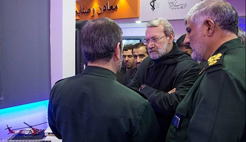لاريجاني يتفقد معرض انجازات الحرس الثوري في قطاع البناء