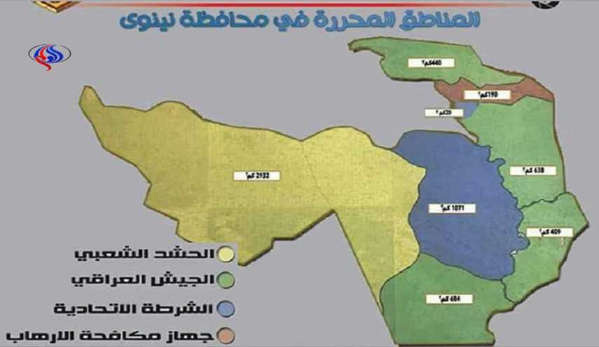 خريطة المناطق المحررة في محافظة نينوى من داعش