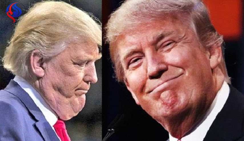 سر اللون الوردي لوجه ترمب ولحمية تبرز بذقنه أسفل فمه؟!