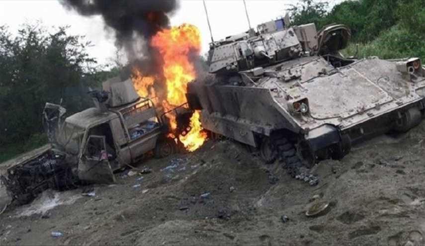 انهدام کاروان خودروهای متجاوزان سعودی در مأرب
