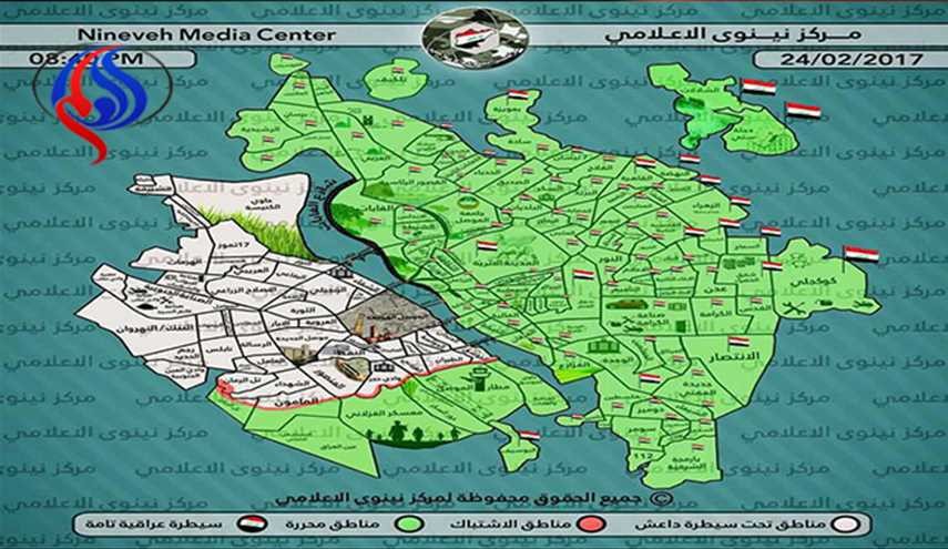 بالصورة.. خارطة لاخر مستجدات معركة تحرير الموصل