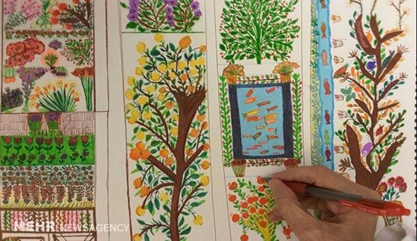 مسنّة ايرانية تدخل عالم الرسم في عقدها الثامن /صور