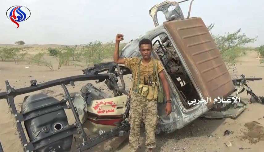 صور لتفجير آلية لمرتزقة السعودية في المخا