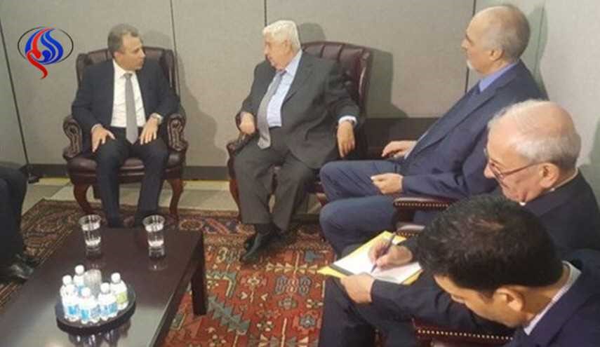 لقاء الوزير جبران باسيل نظيره السوري وليد المعلم في نيويورك