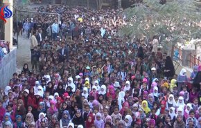 وقفة احتجاجية طلابية في حجة تنديدا بجرائم العدوان والحصار