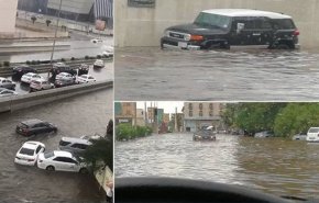 بالفيديو .. السيول تغرق جدة 