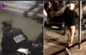 شاهد.. اعتداء وحشي على شرطية فرنسية.. وماكرون يتوعد المعتدين