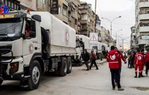 بالفيديو...دخول قافلة مساعدات انسانية الى الغوطة الشرقية