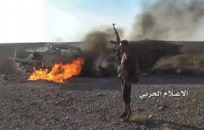 تدمير أربع آليات لمرتزقة العدوان في مديرية خب والشعف بالجوف 
