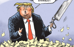 كاريكاتير يسخر من تعامل ترامب مع تقرير CIA بشأن خاشقجي