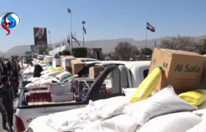 انطلاق قافلة غذائية دعما لأسر الجيش واللجان الشعبية  