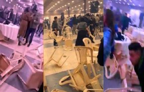 شاهد.. معركة حقيقية في حفل للخطوبة