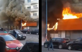 شاهد.. حريق كبير يلتهم مركزًا تجاريًا في المغرب

