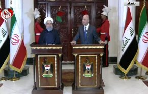 مؤتمر صحفي للرئيسين روحاني وبرهم صالح في بغداد