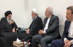  شاهد ..المرجع السيستاني يرحب بتعزيز العلاقات بين ايران والعراق