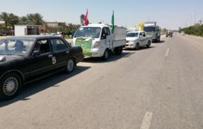 شاهد..لحظة دخول قافلة مساعدات حركة النجباء الى ايران