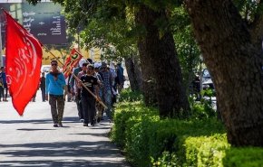 بالصور : قوافل راجلة من الزوار تتجه الى ضريح الامام الرضا (ع) 
