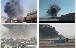 اطفاء الحريق في منطقة أبو نصر الحدودية بين أفغانستان وايران