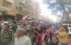 شاهد بالصور..مظاهرة غاضبة في ريف دمشق تنديدا بالعدوان على القدس وغزة