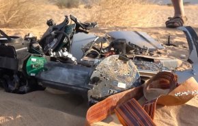 صور حطام إسقاط طائرة التجسس الأمريكية في مأرب