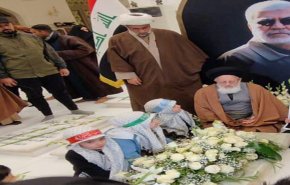 ممثل قائد الثورة الاسلامية يزور مرقد الشهيد ابو مهدي المهندس في العراق