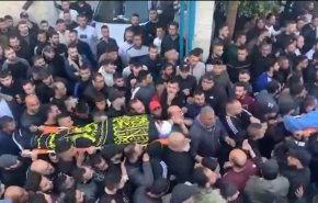 شاهد جماهير غفيره تشيع جثامين شهداء جنين