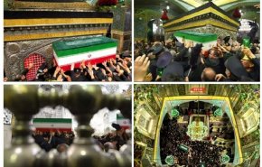 جثمان قائد الثورة الشهيد يوارى الثرى في رواق دار الذكر في حرم الامام الرضا (ع)