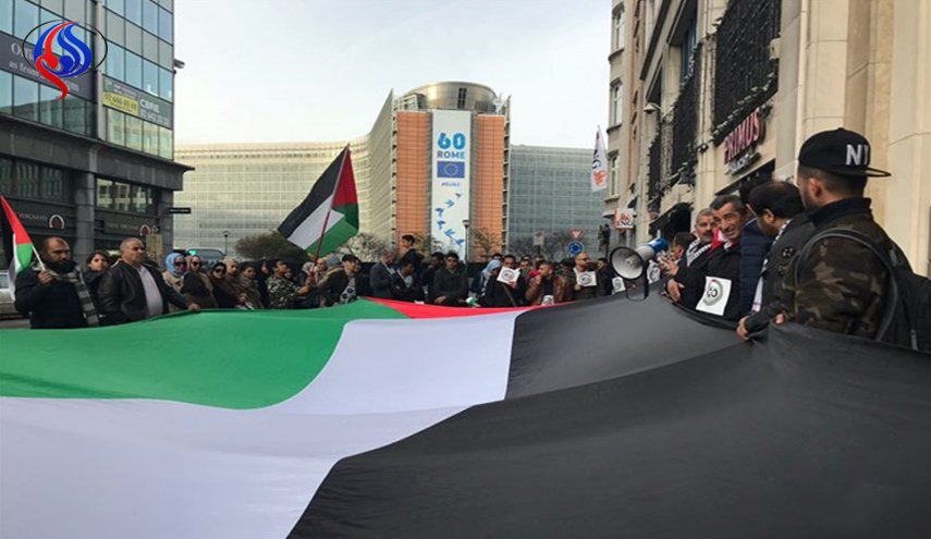 وقفة إحتجاجية بمئوية بلفور في بلجيكا

