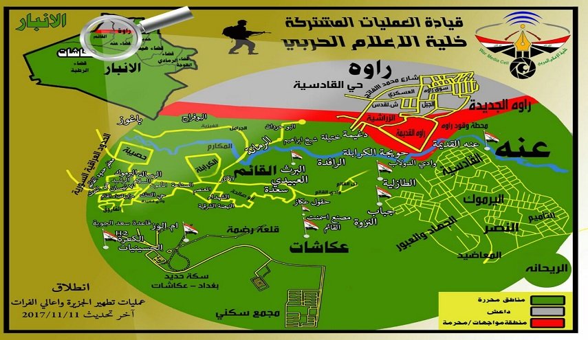 مسارات تقدم القوات العراقية باتجاه قضاء راوة آخر معقل داعش في العراق