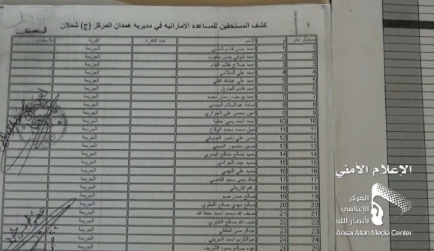 كانت في منزله.. انصار الله تنشر كشوف مرتبات مقدمة من الإمارات لجنود صالح